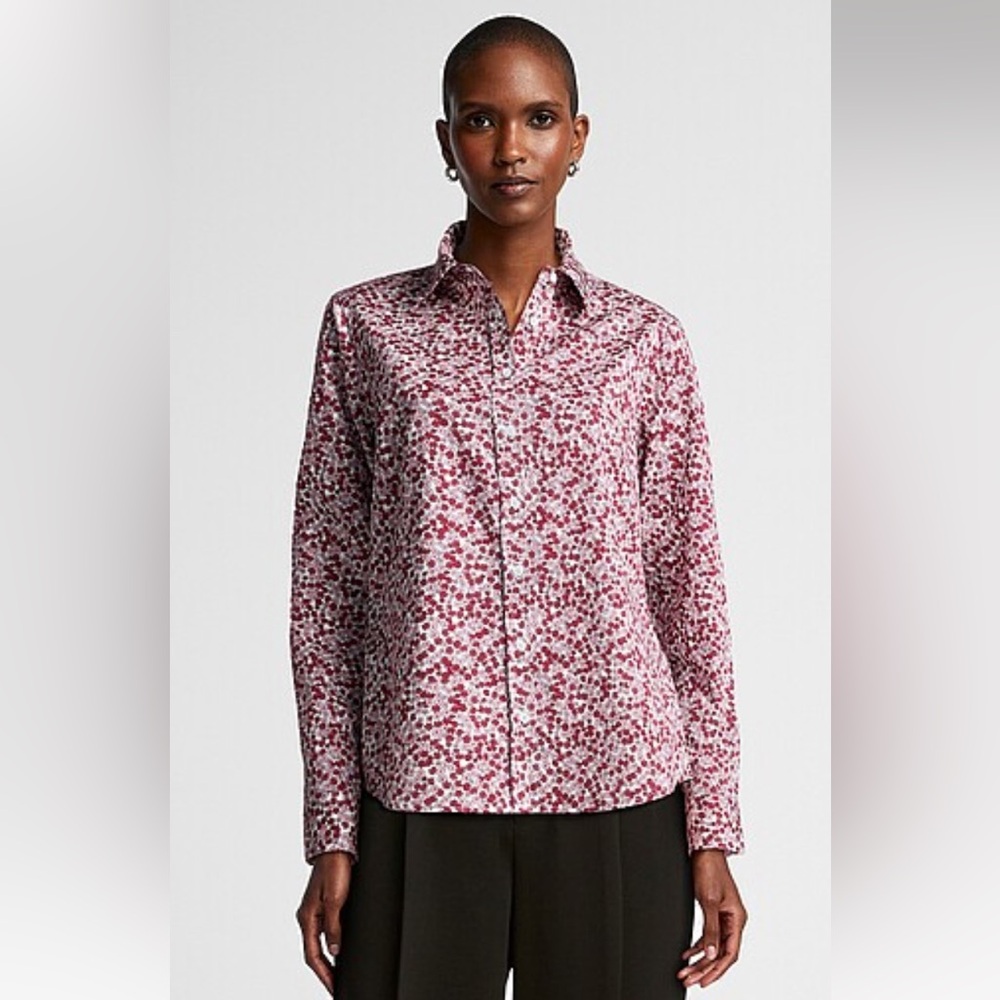 Simons Pink and White Floral Women’s Shirt- Size M.